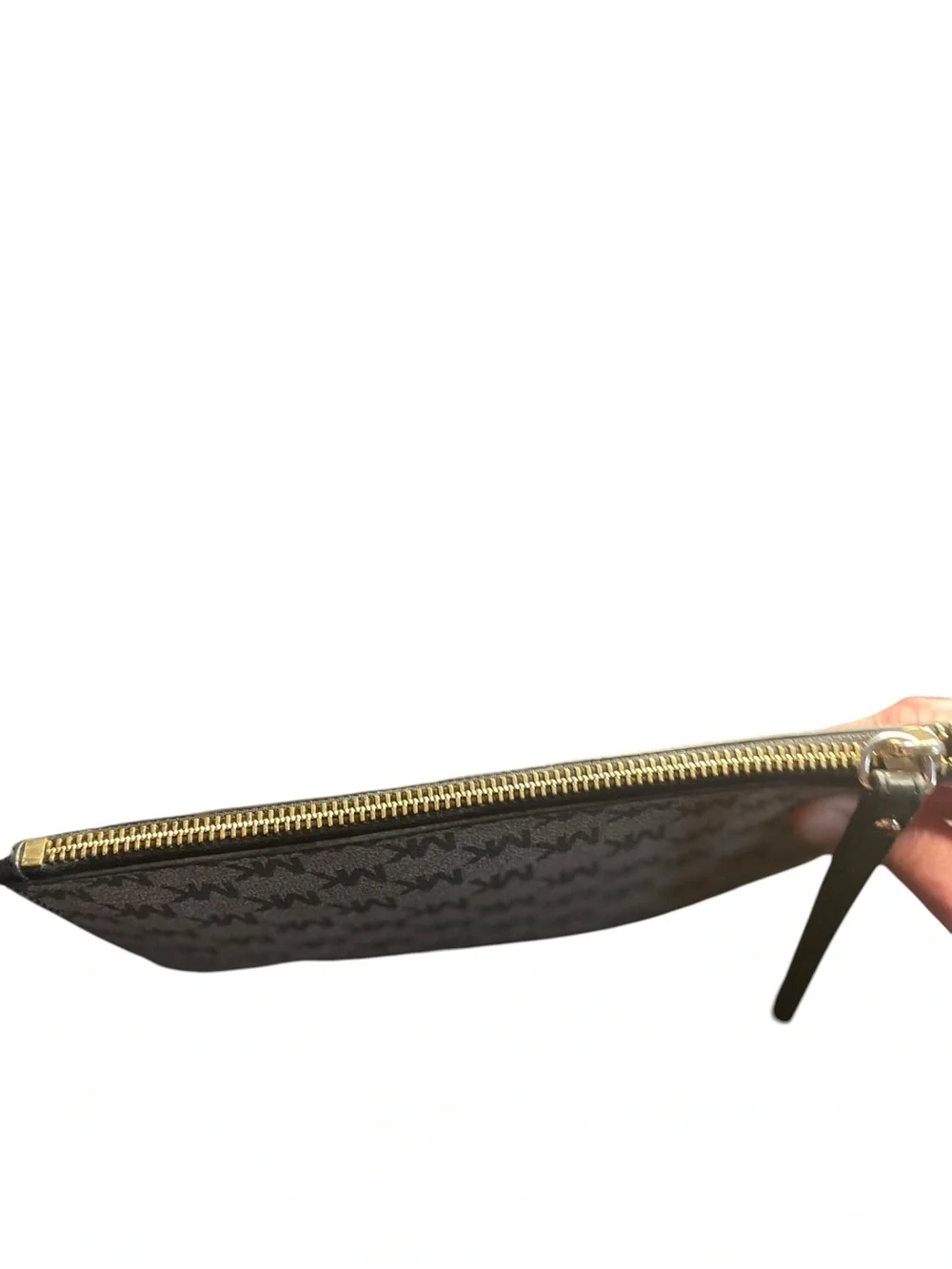 Michael Kors Signature Medium Wristlet • Brown/Gold Logo • Classic Zip Pouch